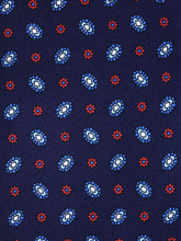 NADA Navy Blue English Printed Silk 3 fold Necktie
